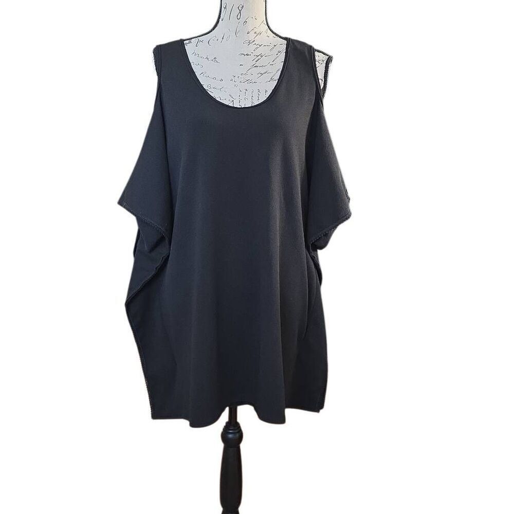 Nicolita Women's Size Large/XL Black Lined Resort Wear Dolman Swim Cover Up